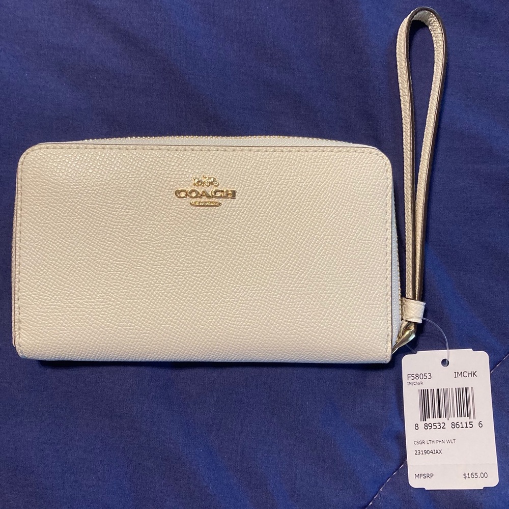 NWT Coach Leather Phone Wallet/Wristlet